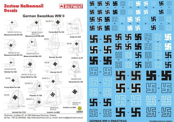 Set de esvásticas alemanas de la Segunda Guerra Mundial en escala 1:32 de Techmod referencia 32003