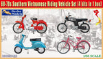 Set de 3 motos y una bici en escala 1:35 como los que se usaban en Vietnam durante los 60-70 de Gecko Models referencia 35GM0133