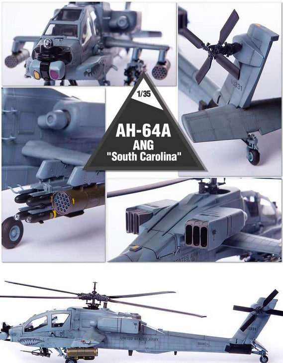 Fotos de detalles de la maqueta del helicóptero de ataque AH-64A ANG dela Guardia Nacional de Carolina del Sur en escala 1:35 de Academy referencia 12129
