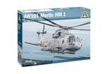 Portada de la caja de la maqueta del helicóptero británico AW-101 Merlin en escala 1:72 de Italeri referencia 1486