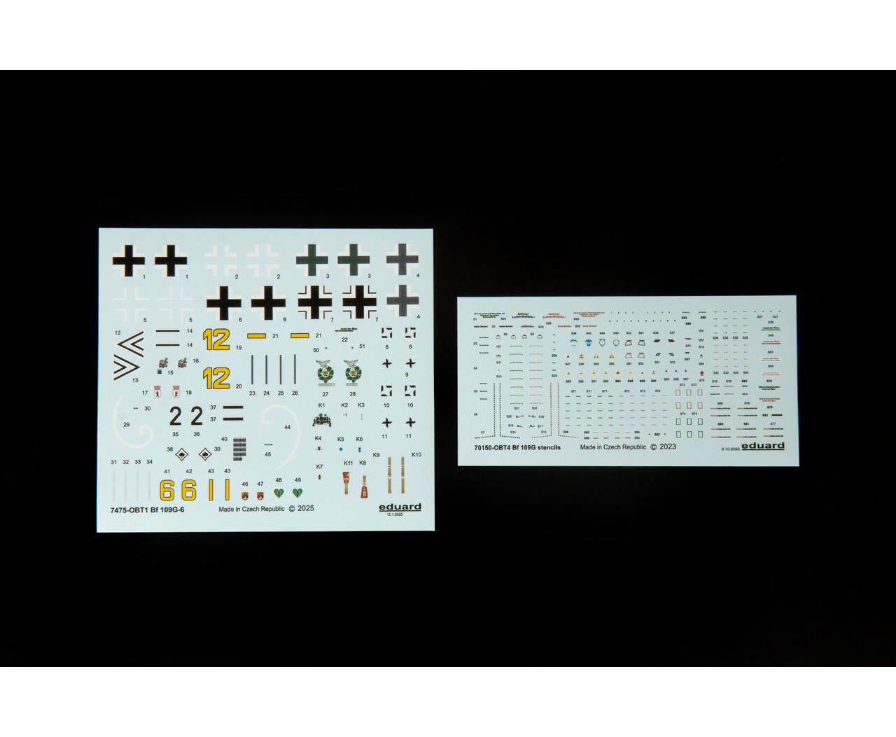 Calcas de la maqueta del caza alemán BF-109 G-6 de Eduard con referencia 7475