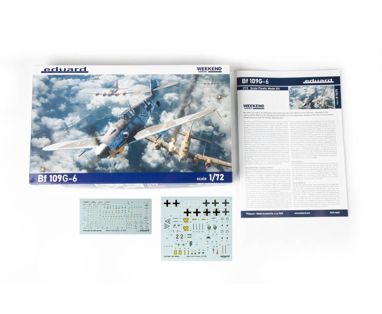 Contenido de la caja de la maqueta del caza alemán BF-109 G-6 de Eduard con referencia 7475
