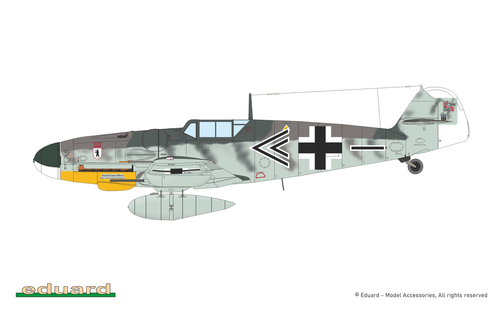 Esquema de camuflaje 1 de la maqueta del caza alemán BF-109 G-6 de Eduard con referencia 7475