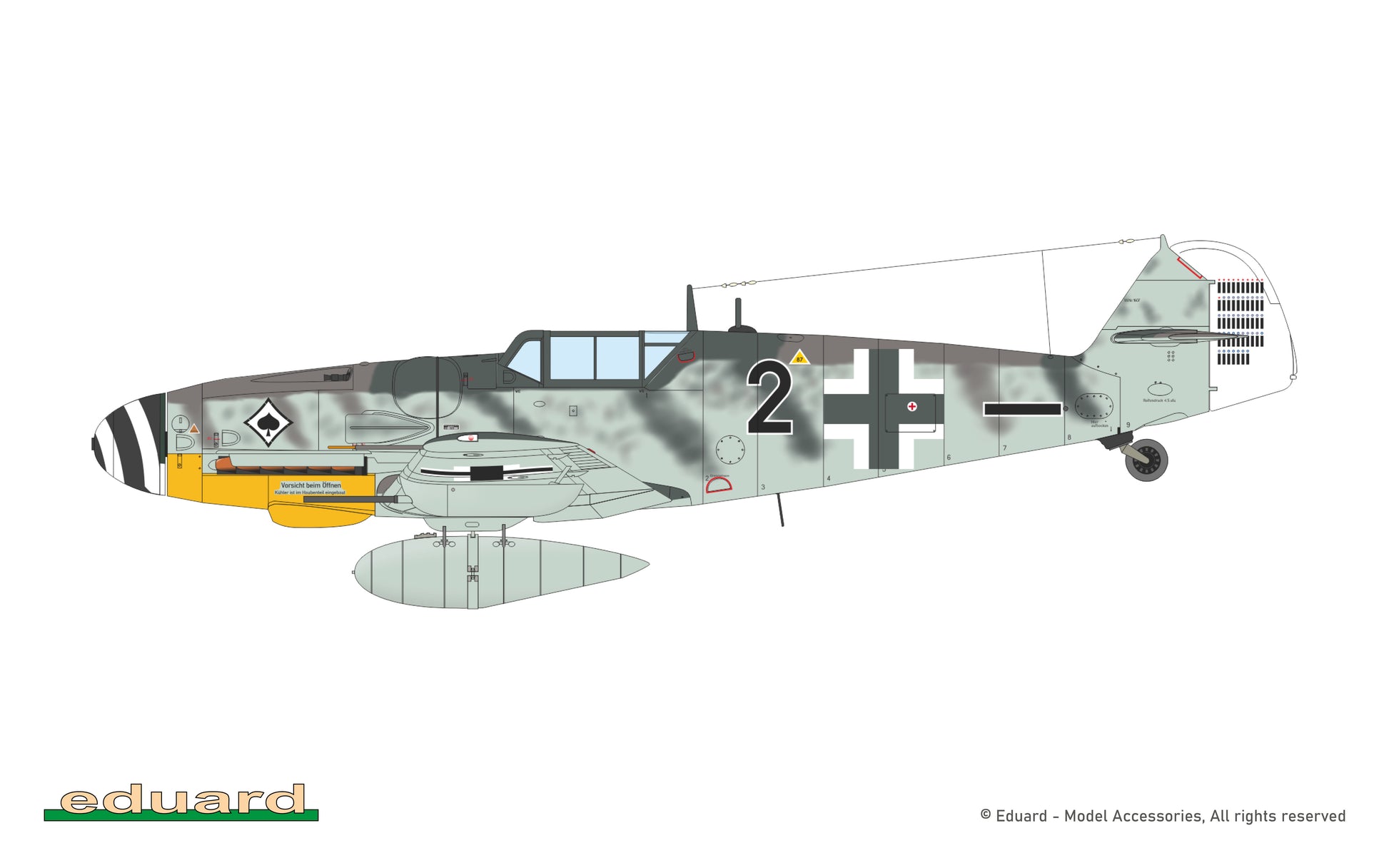Esquema de camuflaje 3 de la maqueta del caza alemán BF-109 G-6 de Eduard con referencia 7475