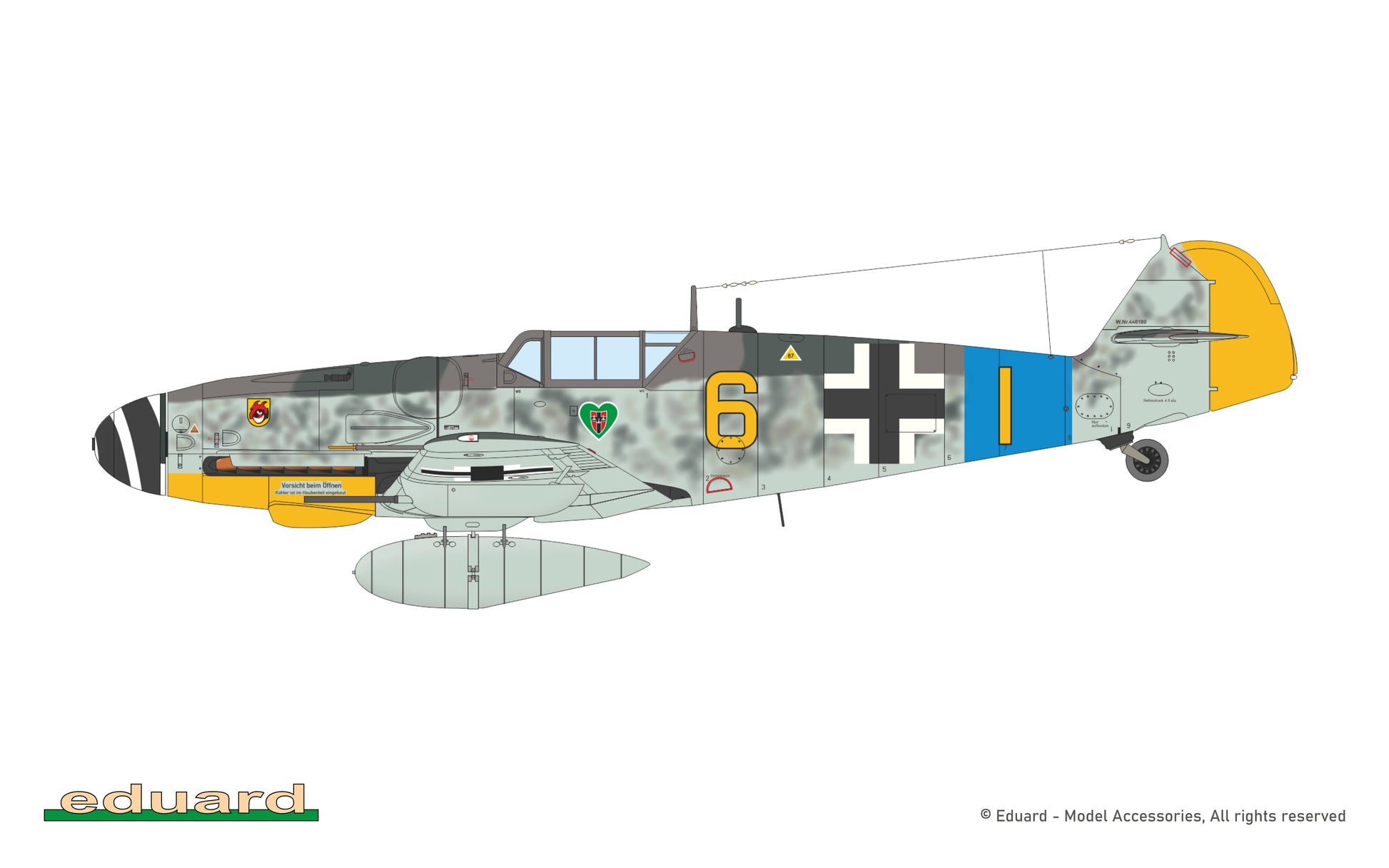 Esquema de camuflaje 4 de la maqueta del caza alemán BF-109 G-6 de Eduard con referencia 7475