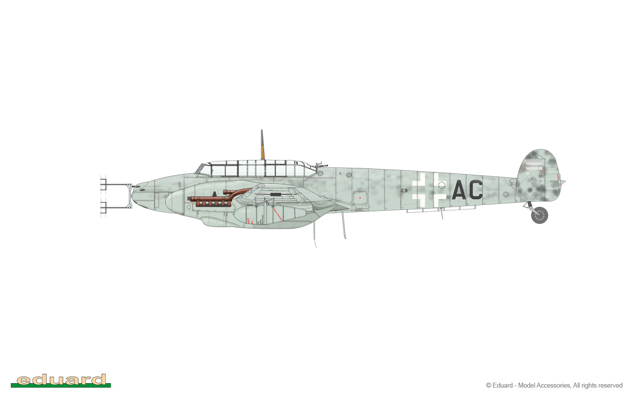 Esquema de pintura 3 de la maqueta del caza nocturno alemán BF 110 G4 en escala 1:48 de Eduard referencia 8208