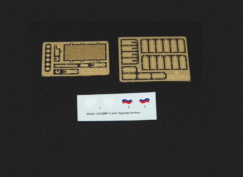 Vehículo blindado ruso BMP-3 con blindaje reactivo ERA en escala 1:35 de Trumpeter 00365 Fotograbados y Calcas