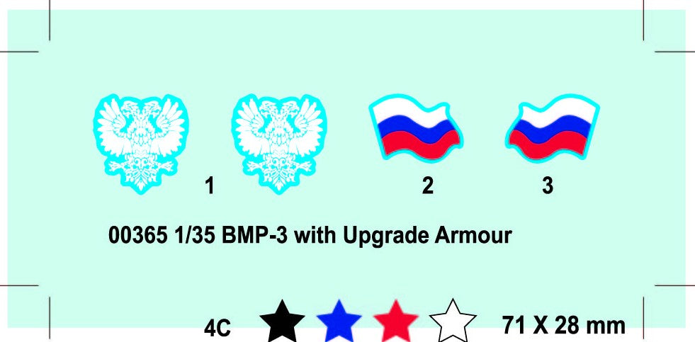 Vehículo blindado ruso BMP-3 con blindaje reactivo ERA en escala 1:35 de Trumpeter 00365 Calcas