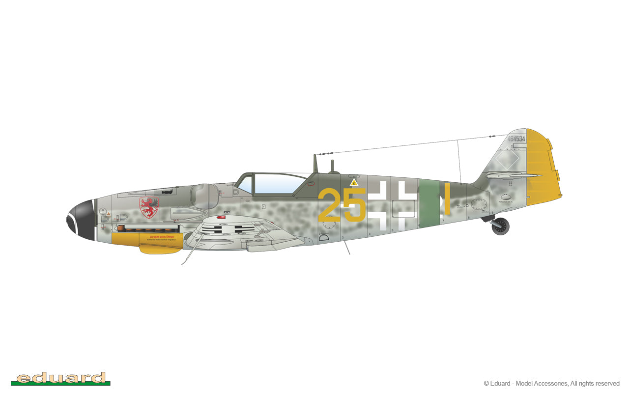Esquema de camuflaje 2 de la maqueta del caza alemán Bf-109 G14 edición ProfiPACK en escala 1:48 de Eduard referencia 82118