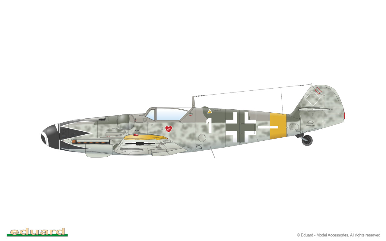 Esquema de camuflaje 4 de la maqueta del caza alemán Bf-109 G14 edición ProfiPACK en escala 1:48 de Eduard referencia 82118