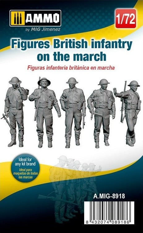 Figuras de soldados británicos marchando en escala 1:72 de Ammo referencia 8918