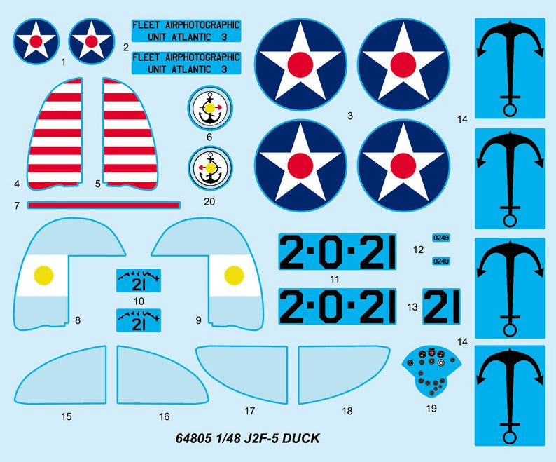 Calcas de la maqueta del avión de reconocimiento J2F-5 Duck de I Love Kit n 1:48 referencia 64805