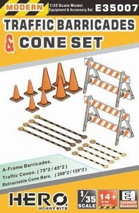 HERO HOBBY KITS (1/35) Traffic Barricades & Cone Set