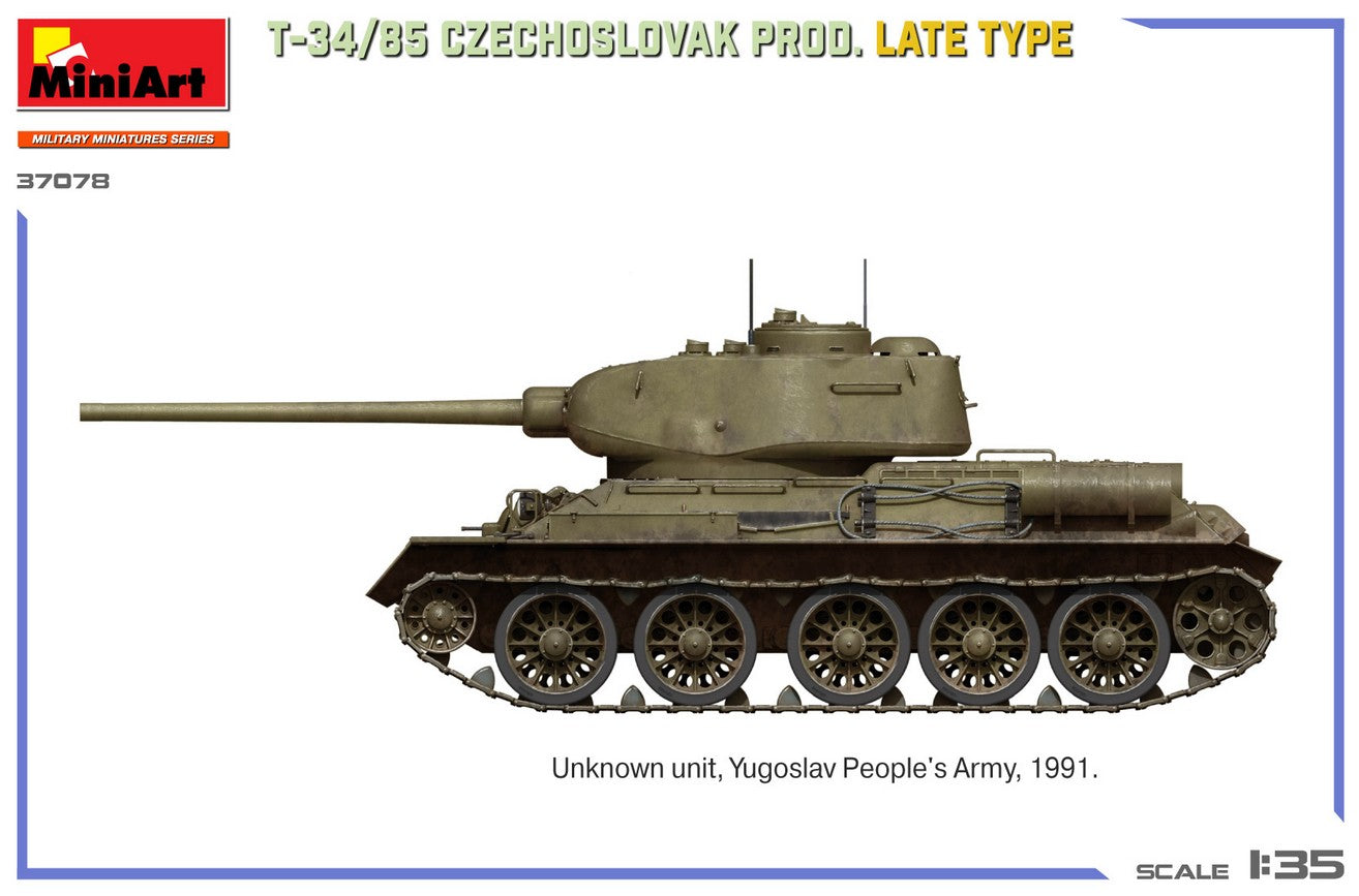 Esquema de pintura 5 de la maqueta del T-34/85 Produccion Final Checoslovaca en escala 1:35 de Miniart referencia 37078