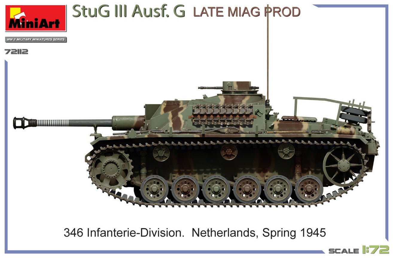 Esquema de pintura 3  de la maqueta del Stug III Ausf G de produccion Miag en version final en escala 1:72 de Miniart referencia 72112