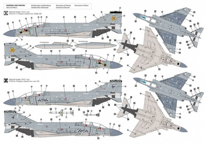 Esquemas de pintura 1 y 2  de la maqueta del caza F-4K Phantom FG.1 en escala 1/72 de Hobby 2000 con referencia 72081