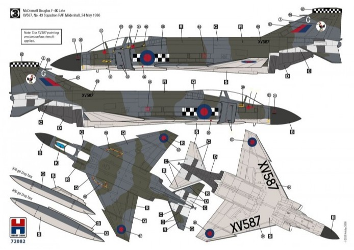 Esquema de pintura 3 de la maqueta del caza F-4K Phantom FG.1 en escala 1/72 de Hobby 2000 con referencia 72082