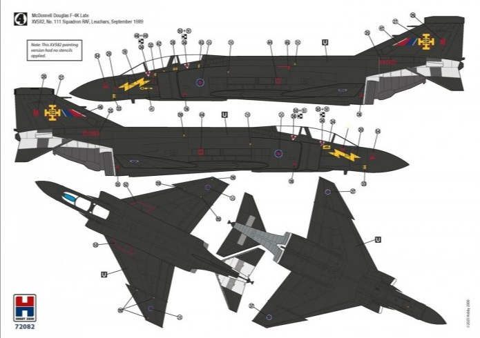 Esquema de pintura 4 de la maqueta del caza F-4K Phantom FG.1 en escala 1/72 de Hobby 2000 con referencia 72082