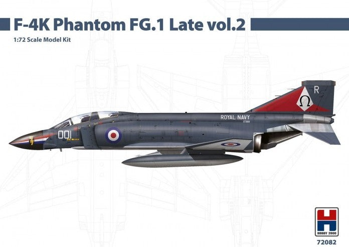 Portada de la caja de la maqueta del caza F-4K Phantom FG.1 en escala 1/72 de Hobby 2000 con referencia 72082