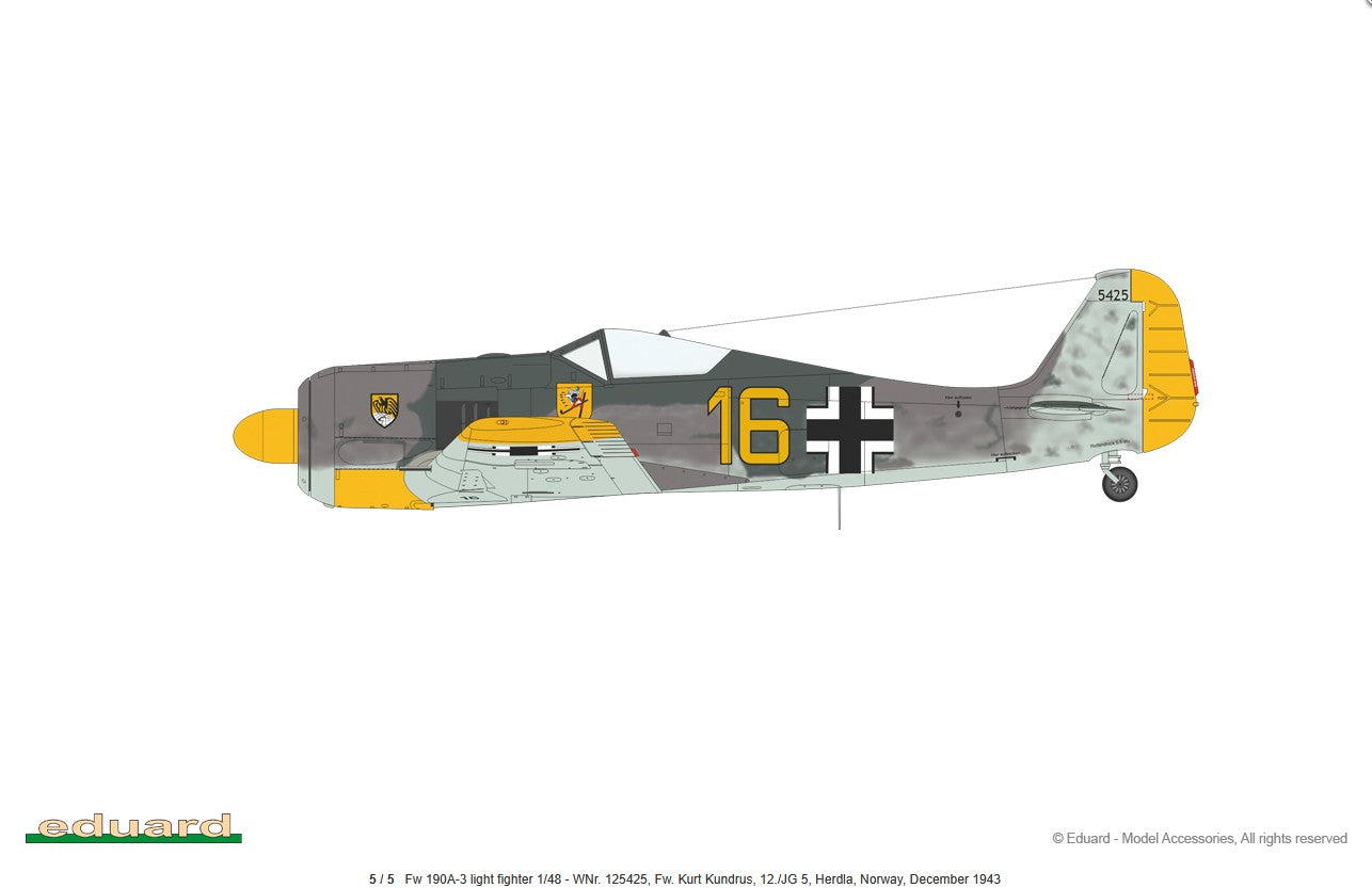 FW190 A3 Light Fighter Esquema 12/JG5 82141 Eduard ProfiPACK