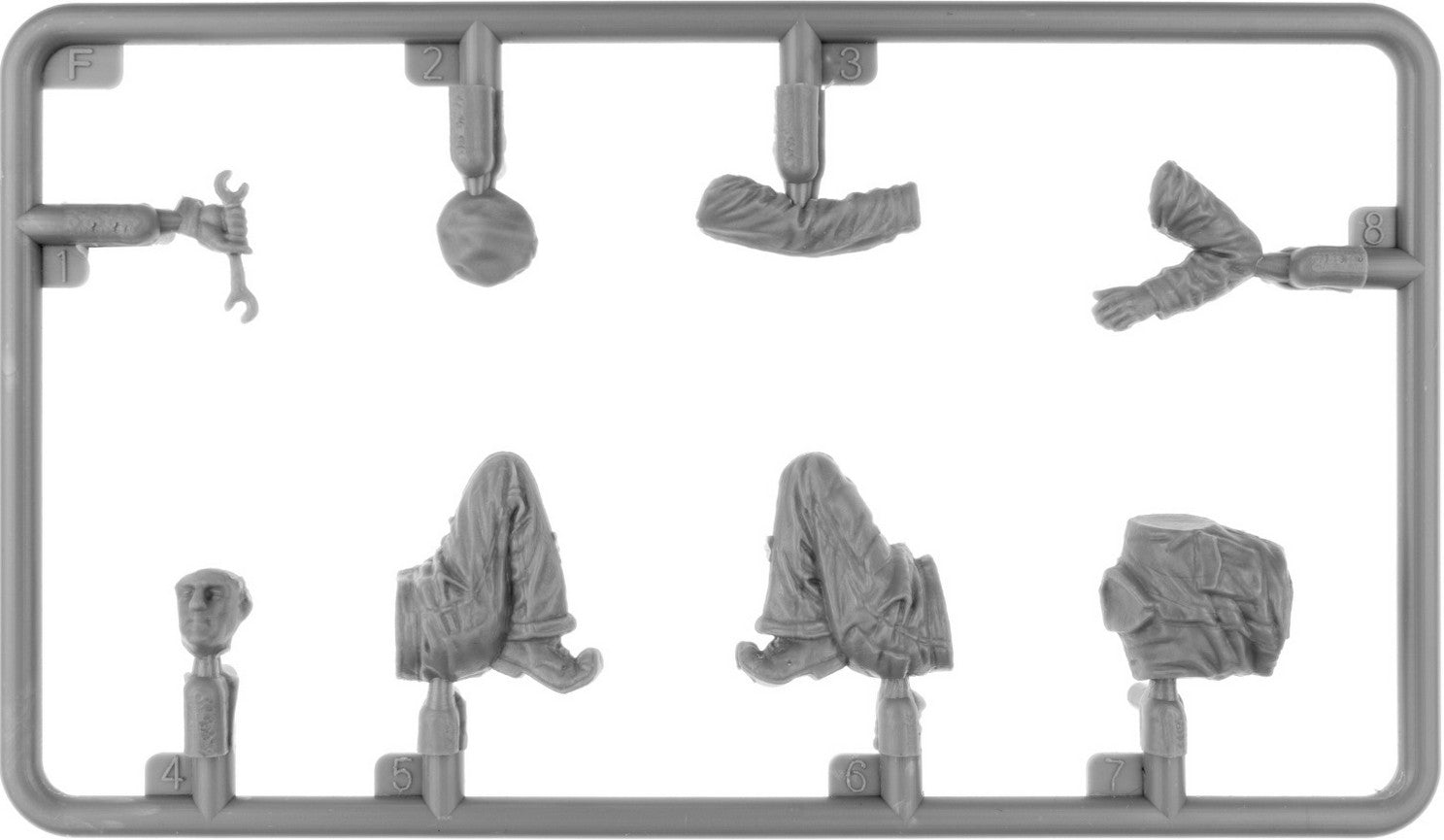 Grapa 3  de la maqueta de figuras de tripulantes de tanques británicos en reparación en escala 1:35 de Miniart referencia 35489