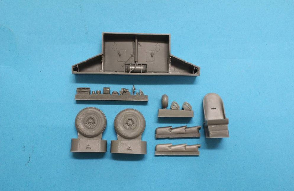 Piezas de resina de la maqueta del caza británico Hawker Hurricane Mk.I Trop en escala 1:32 de Fly referencia 32017
