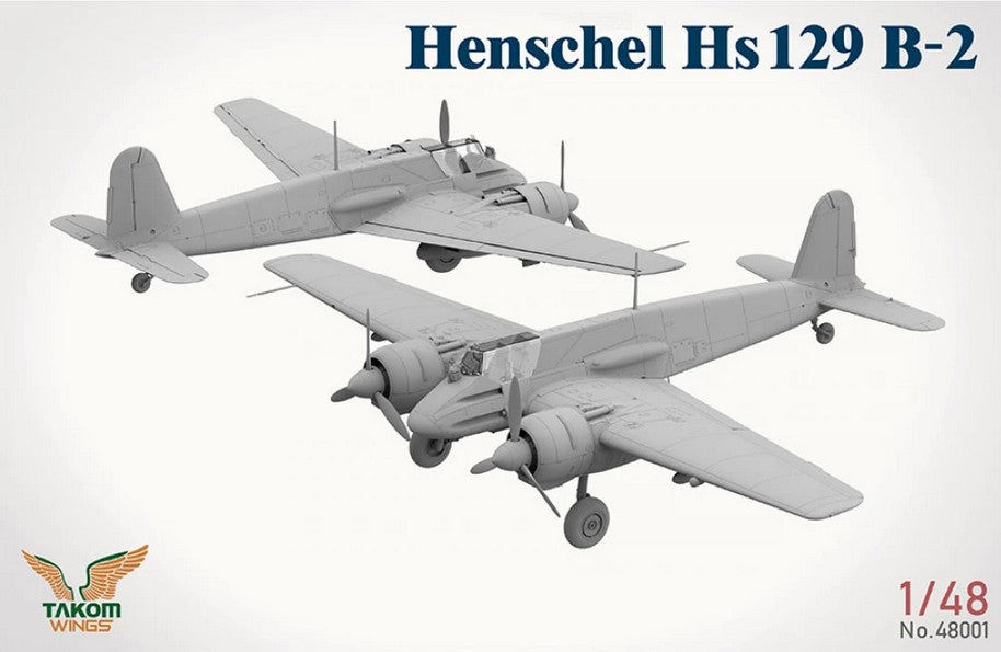 Foto HS-129 B2 de la caja edición especial y limitada con 2 Hs-129, pilotos y Panther, todo en escala 1:48 de Takom referencia 48001W