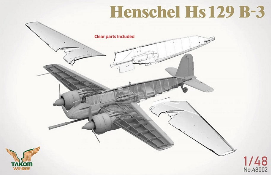 Interiores HS-129 B3 de la caja edición especial y limitada con 2 Hs-129, pilotos y Panther, todo en escala 1:48 de Takom referencia 48001W
