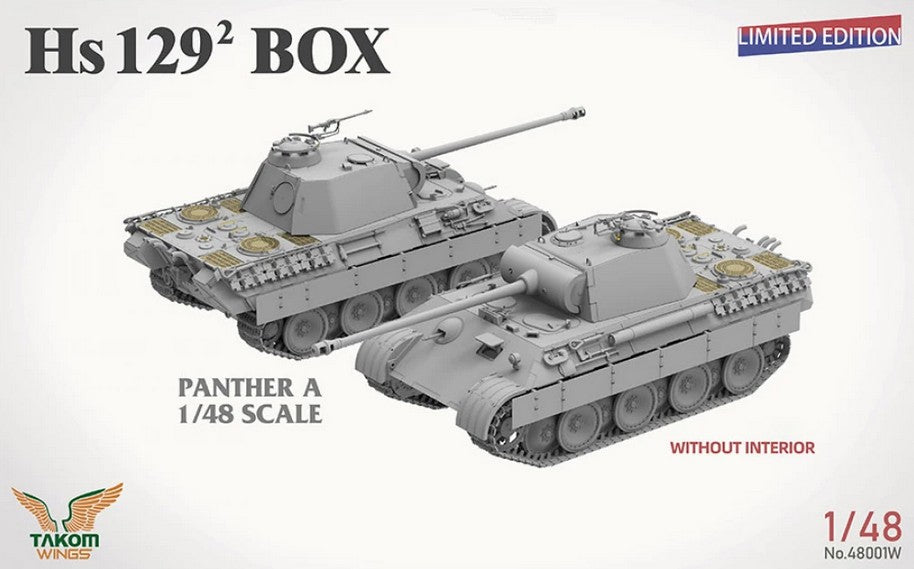 Panther A de la caja edición especial y limitada con 2 Hs-129, pilotos y Panther, todo en escala 1:48 de Takom referencia 48001W