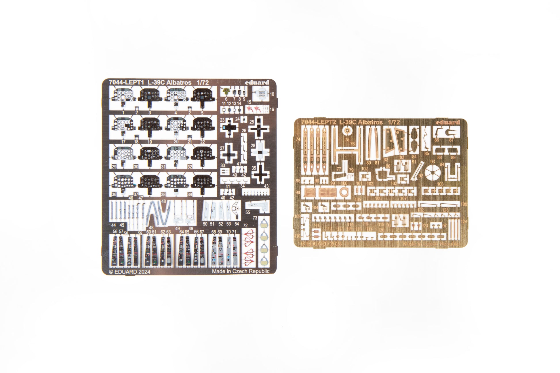 Fotograbados de la maqueta del avión de entrenamiento checo L-39C Albatros en escala 1:72 de Eduard referencia 7044