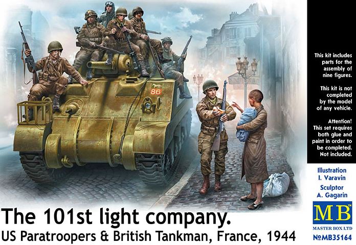 MASTER BOX (1/35) The 101st light company. US Paratroopers & British Tankman, France, 1944