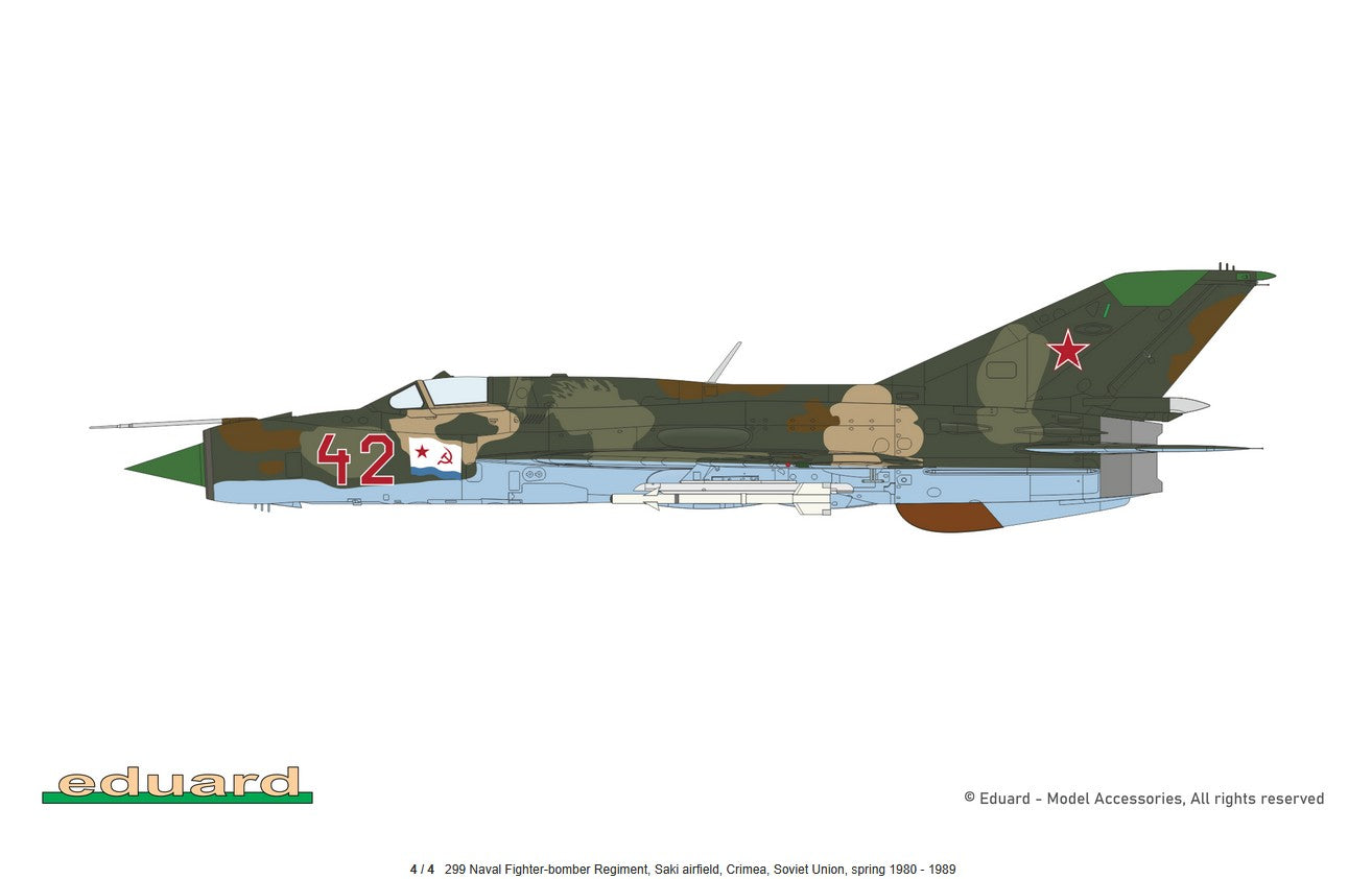 Esquema del 299 Naval Regiment Sovietico de la maqueta del MIG-21 PFM en escala 1:48 de Eduard con referencia 84202
