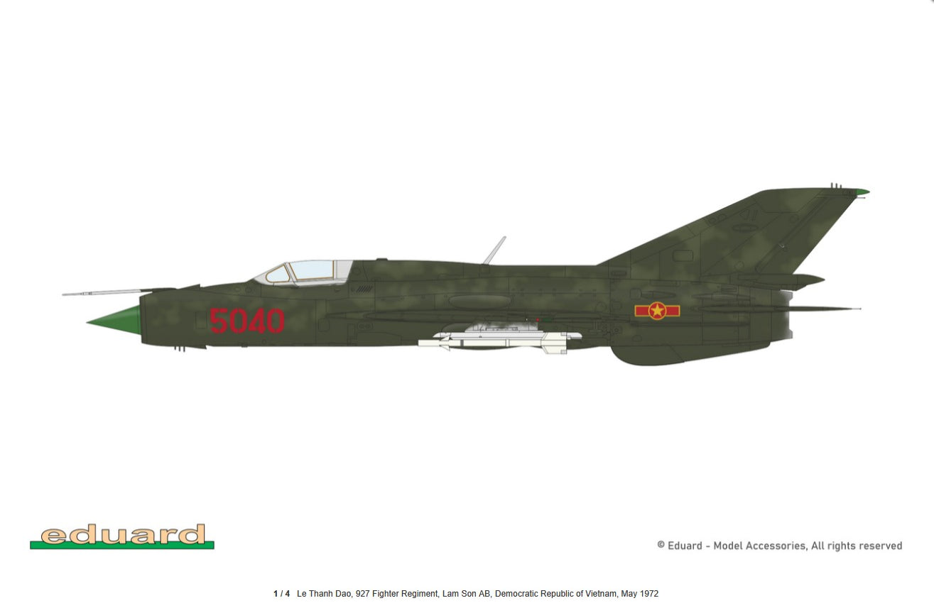 Esquema del 927 Fighter Regiment Vietnamita  de la maqueta del MIG-21 PFM en escala 1:48 de Eduard con referencia 84202