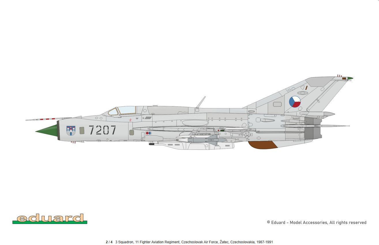 Esquema del 11 Escuadrón Checoslovaco de la maqueta del MIG-21 PFM en escala 1:48 de Eduard con referencia 84202