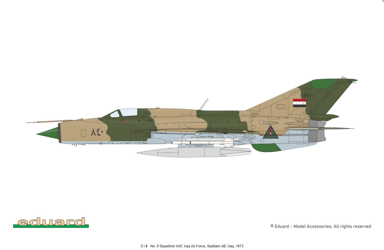 Esquema del 9 Squadron de las fuerzas aereas iraquís de la maqueta del MIG-21 PFM en escala 1:48 de Eduard con referencia 84202