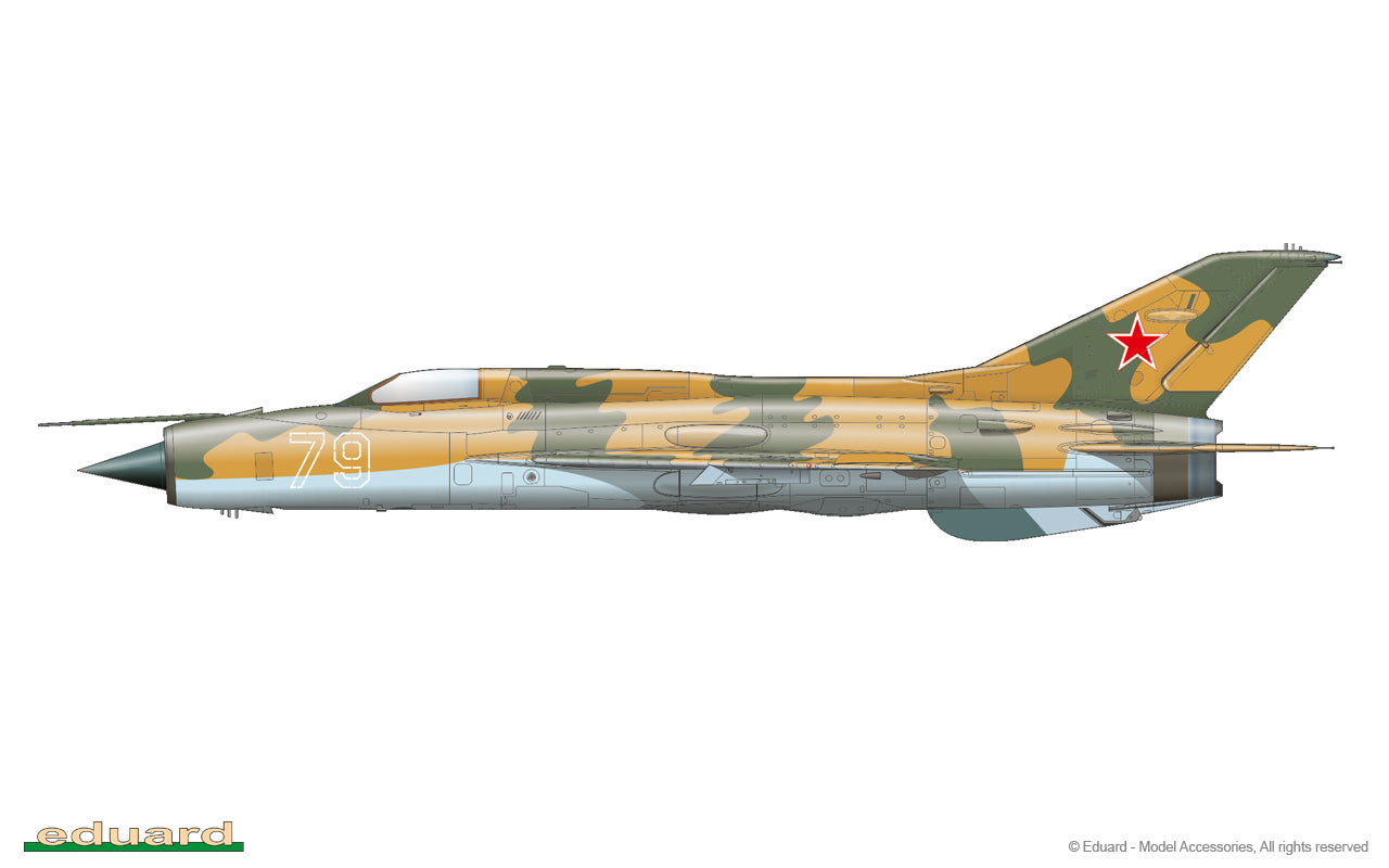 Esquema de pintura Soviético de la maqueta del caza soviético Mig-21 PF en escala 1:48 de  Eduard con referencia 8236