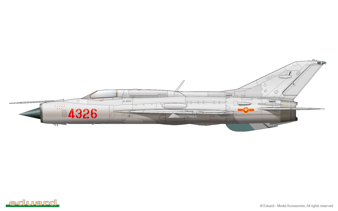 Esquema de pintura Vietnamita de la maqueta del caza soviético Mig-21 PF en escala 1:48 de  Eduard con referencia 8236