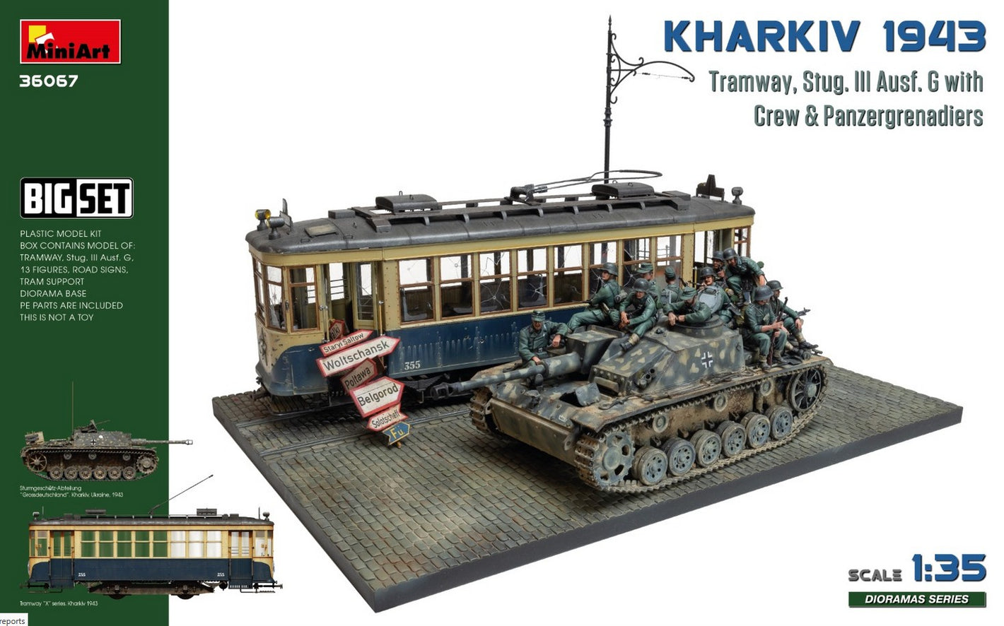 MINIART (1/35) Kharkiv 1943: Tram & Stug. III Ausf. G w/Crew. Big Set