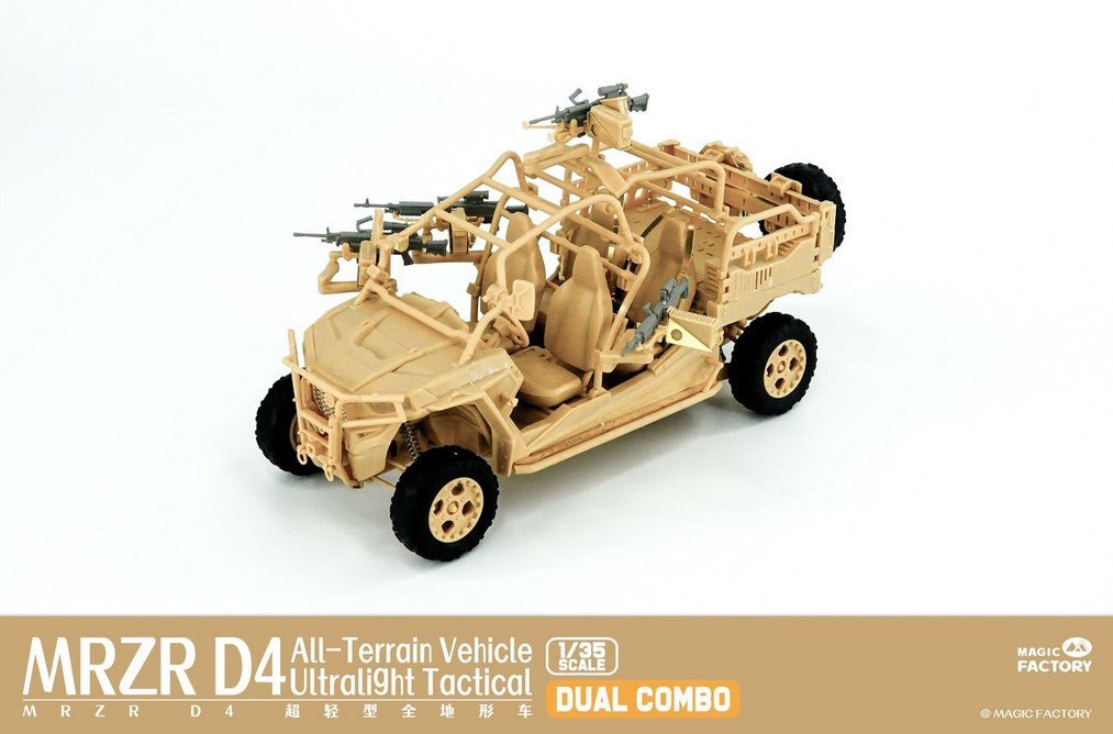 MRZR D4 Vehiculo ligero tactico de exploracion Dual Combo Magic Factory 2005 en escala 1/35 vehiculo con ametralladoras vista delantera