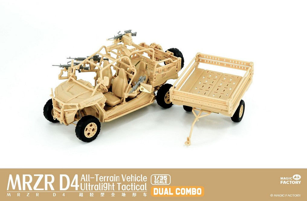 MRZR D4 Vehiculo ligero tactico de exploracion Dual Combo Magic Factory 2005 en escala 1/35 vehiculo con ametralladoras y remolque