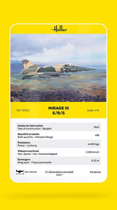 Mirage III E de Heller en 1:72 80323 Especificaciones