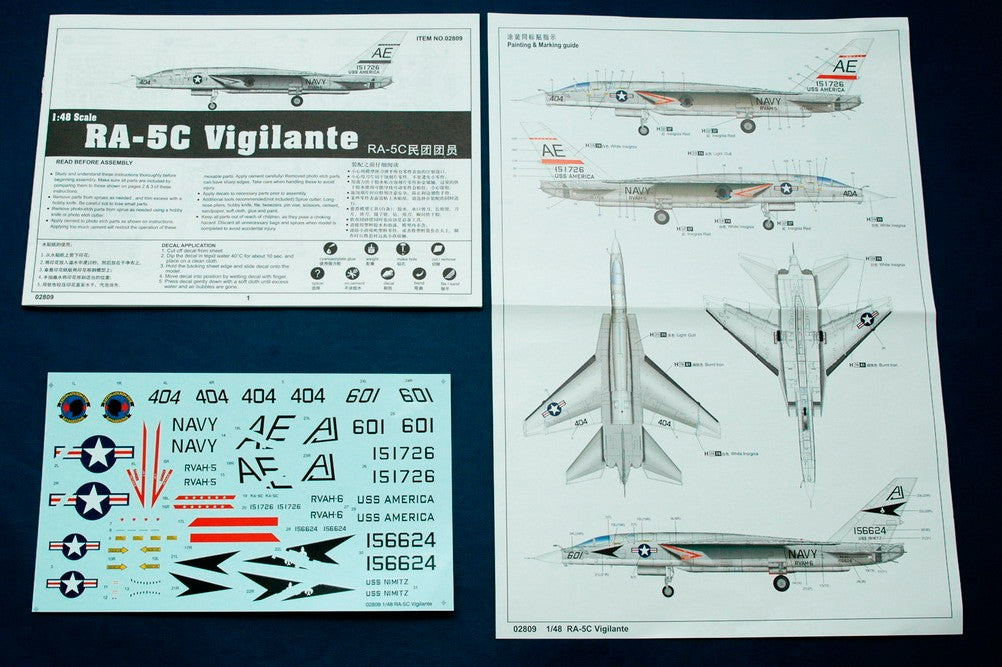 North american RA-5C Vigilante Trumpeter 08029 Instrucciones, esquemas de pintura y calacas