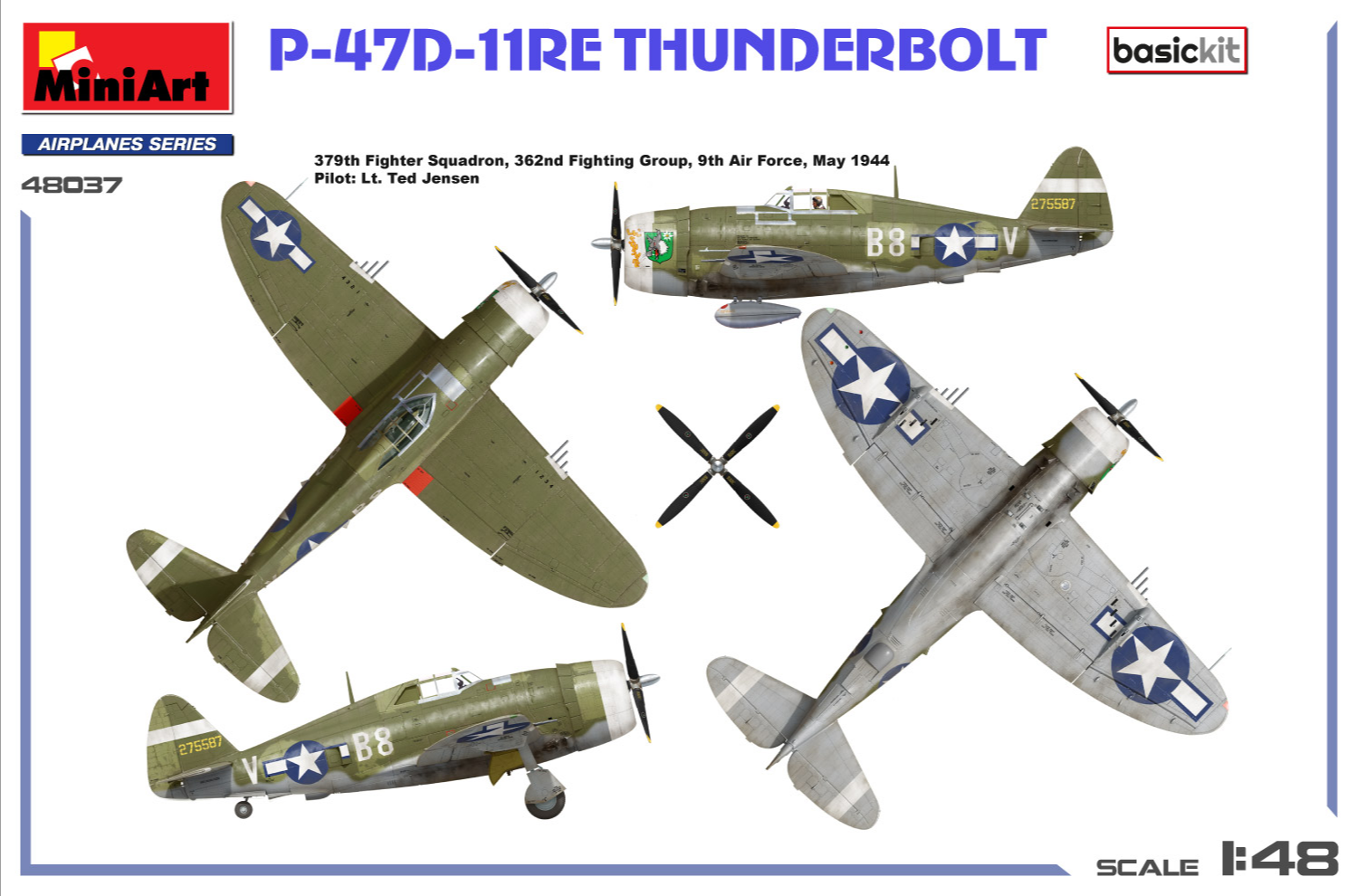 Esquema de pintura del 379 escuadrón de caza de la maqueta del avión norteamericano P-47 -11RE Thunderbolt en escala 1:48 de Miniart referencia 48037