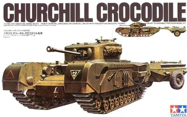 Portada de la maqueta del carro británico Churchill Cocodrile en escala 1:35 de Tamiya con referencia 35100