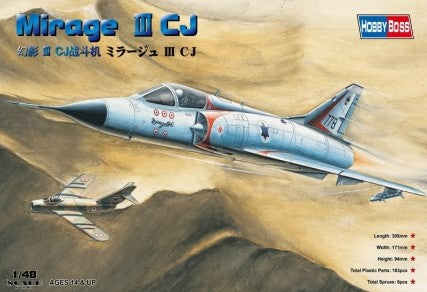 Portada de la maqueta del avión de caza francés Mirage III CJ en escala 1:48 de Hobby Boss referencia 80316