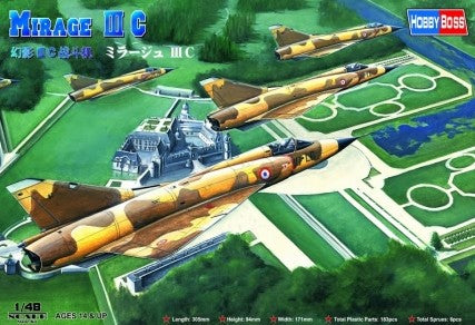 Portada de la maqueta del avión de caza francés Mirage III C en escala 1:48 de Hobby Boss referencia 80315