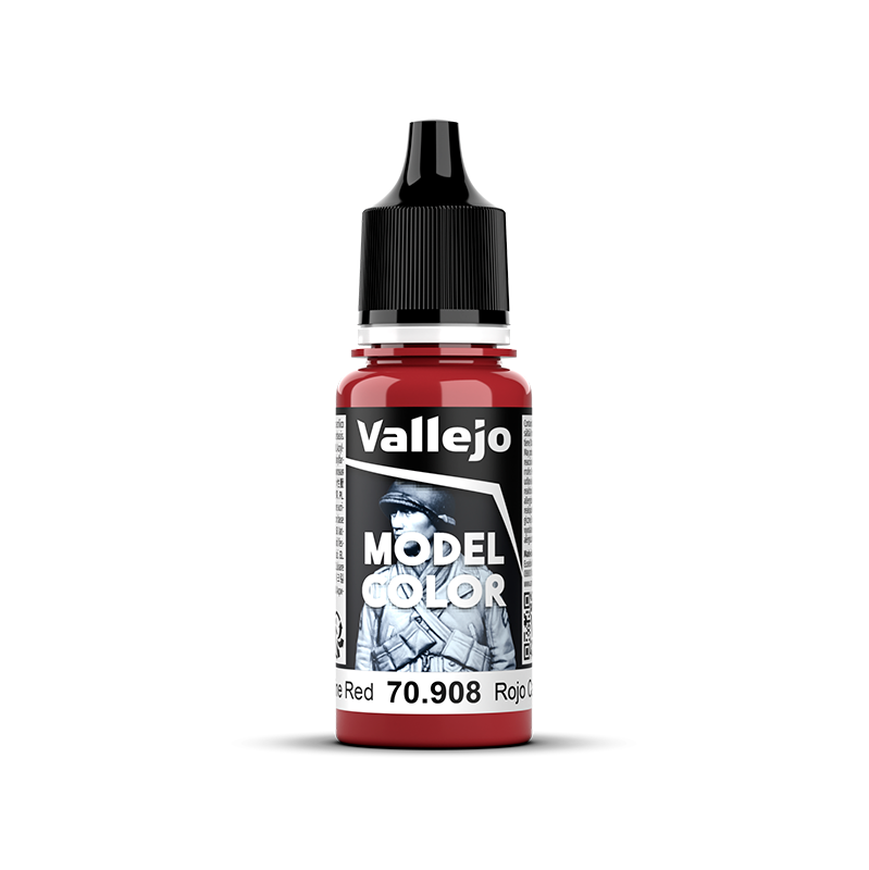 Bote de 18ml del color rojo carmín de la gama model color de Vallejo referencia 70908