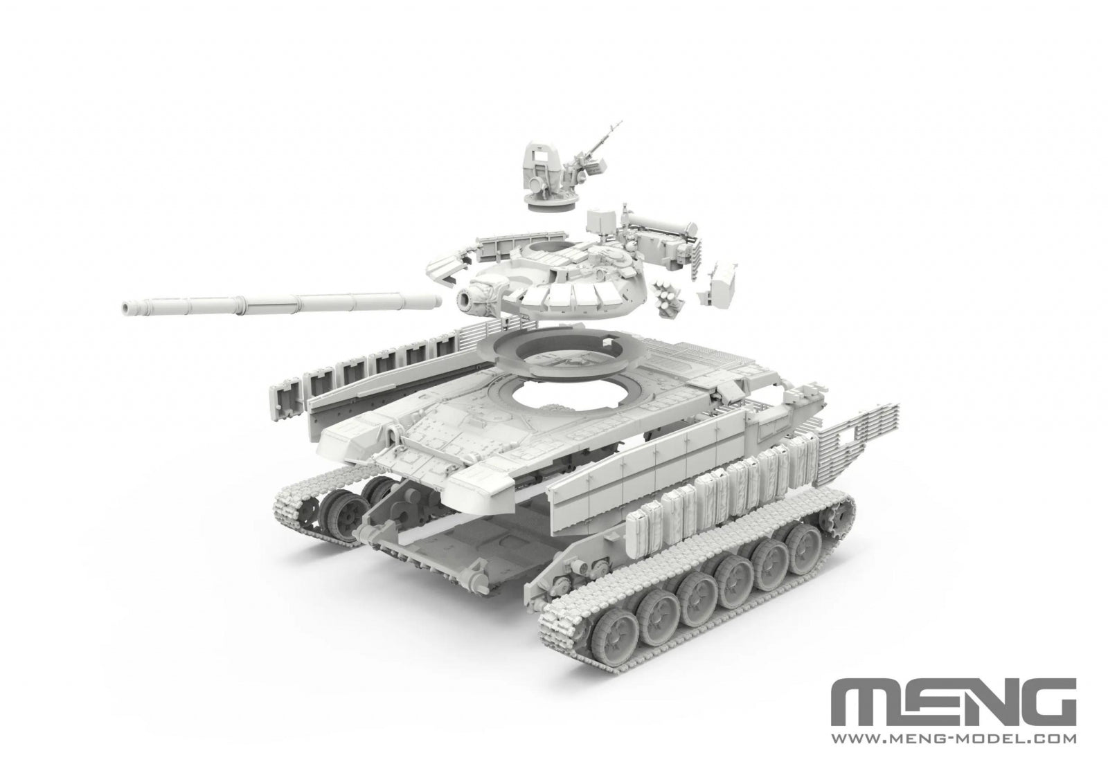 Despiece de la maqueta del carro de combate ruso T-72 en versión B3M en escala 1:72 de Meng referencia 72-007
