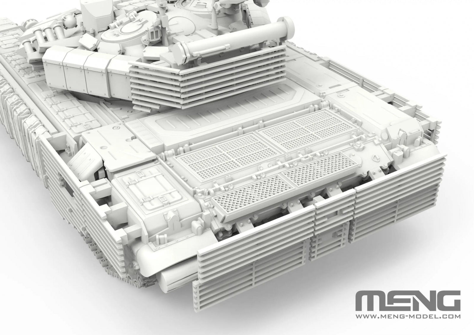 Vista trasera de la maqueta del carro de combate ruso T-72 en versión B3M en escala 1:72 de Meng referencia 72-007