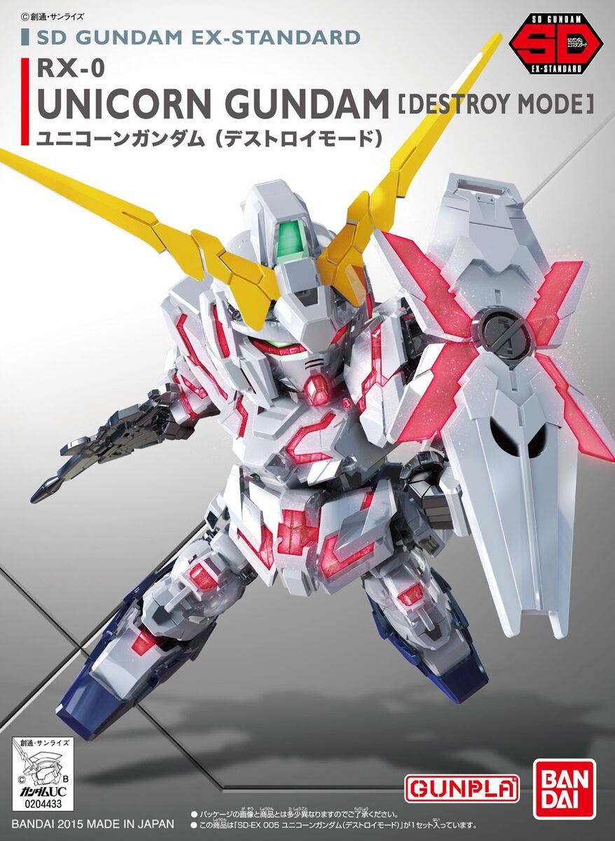 Portada de la caja de la figura del SD Gundam RX-0 Unicorn Gundaml de Bandai referencia 65619